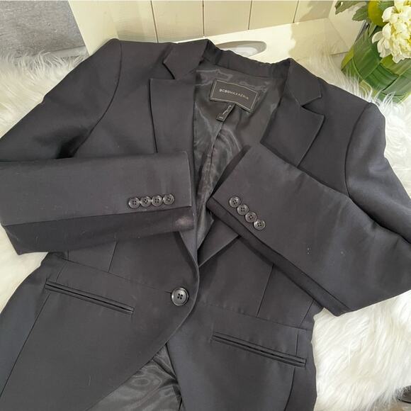 NEW BCBGMAXAZRIA Runway Silk Cotton Tailored Classic Tuxedo Blazer Jacket XXS - Picture 6 of 15